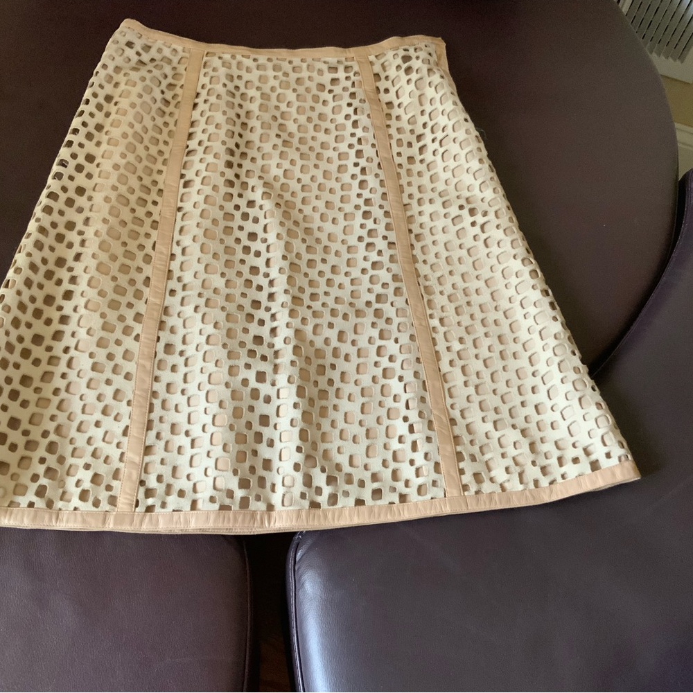 Salvatore Ferragamo Silk & Leather Skirt – Made in Italy